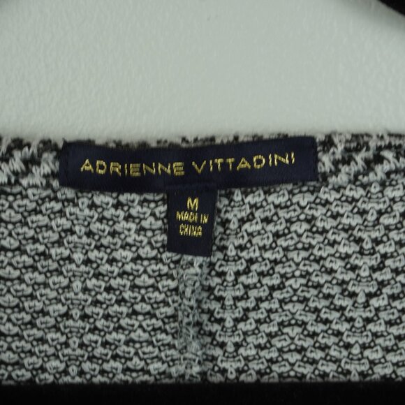 Adrienne Vittadini Women's Blouse Chevron Balloon‎ Sleeve Top Black White Medium - Picture 5 of 7